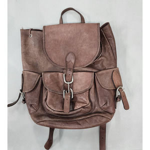 Handmade Genuine Real Soft Brown Leather Backpack Bag